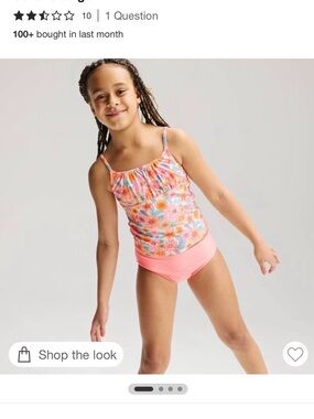 Girls' Pink Floral Tankini Swim Top- Kids Swim